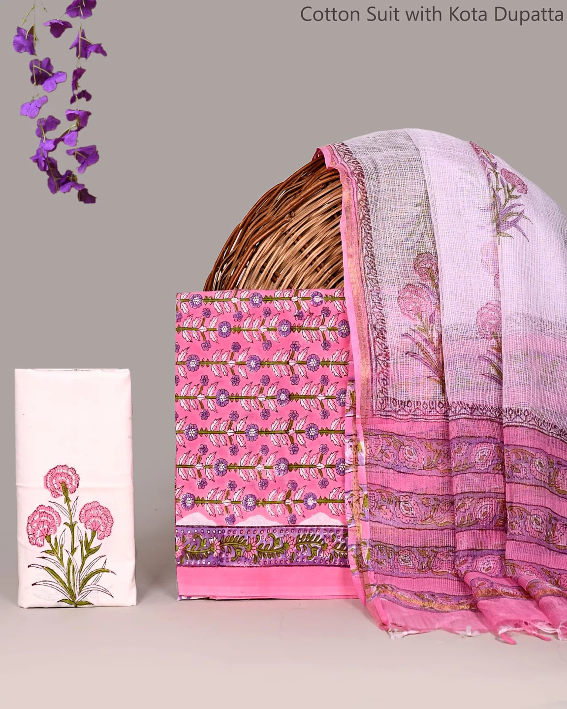 Cotton Suit with Kota Dupatta - photo 4