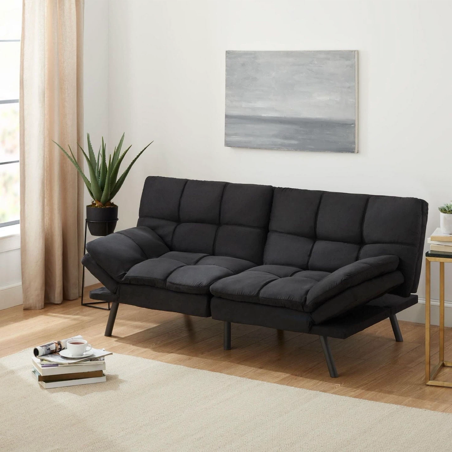 Black Convertible Futon Sofa Bed