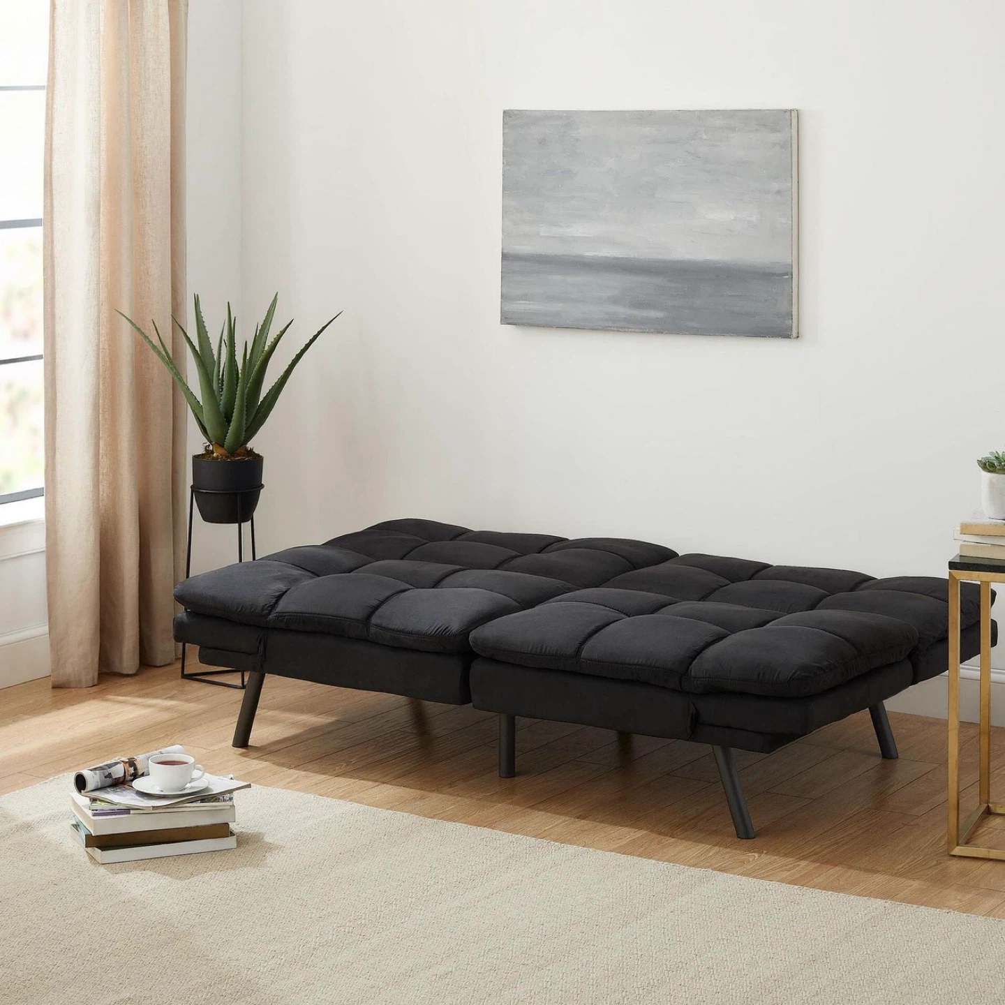 Black Convertible Futon Sofa Bed - photo 2