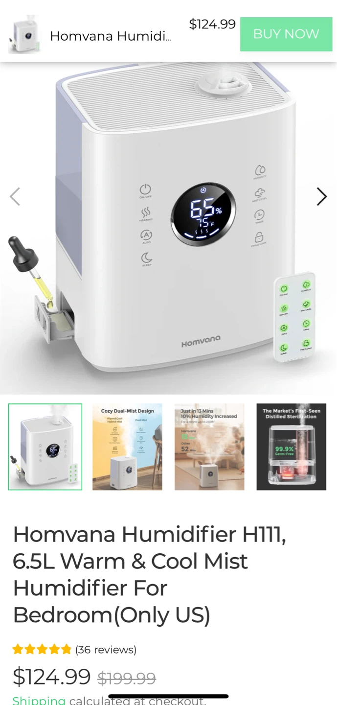 Homvana Humidifier H111, 6.5L Warm & Cool Mist - photo 4
