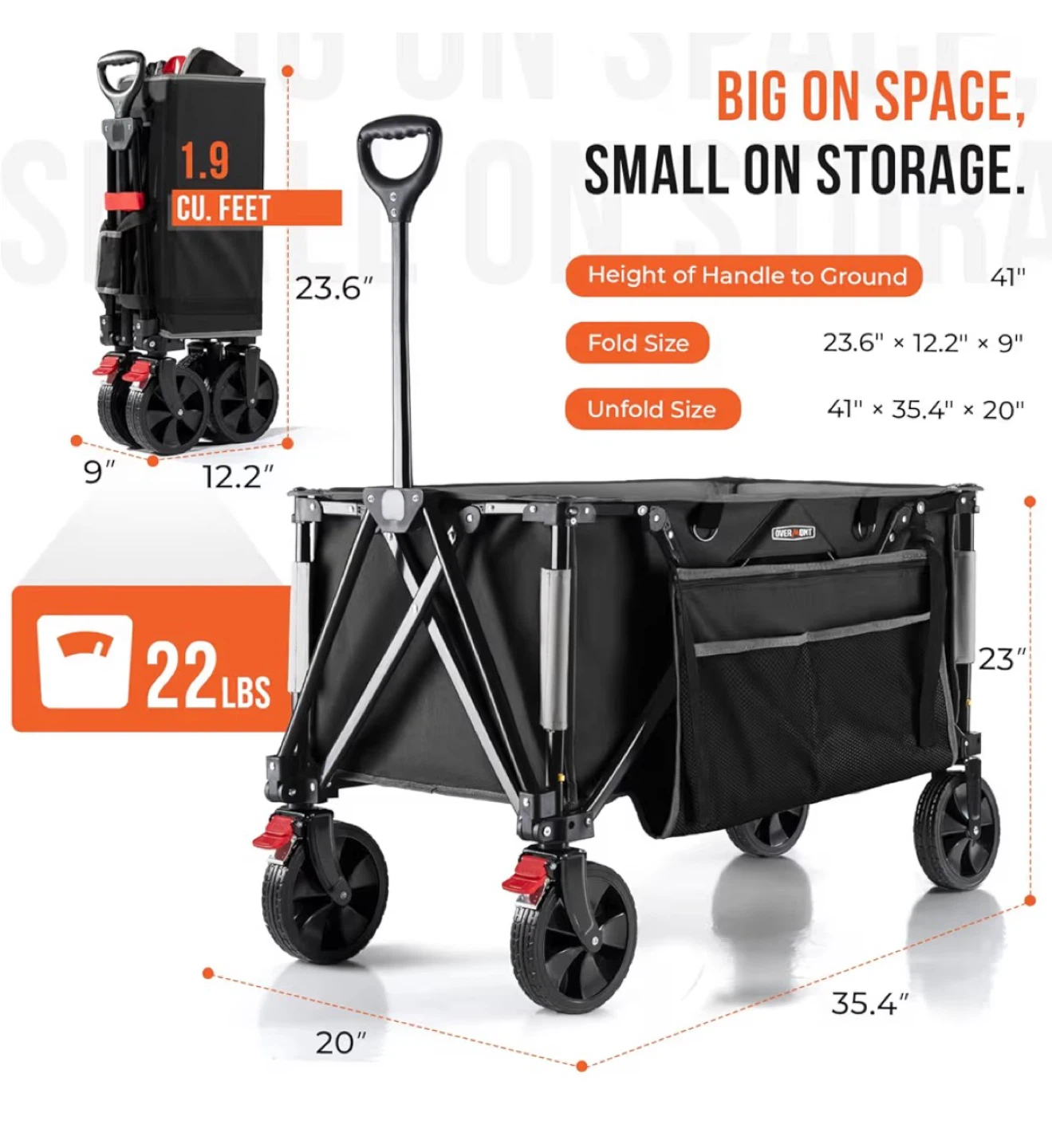 OVERMONT Black Folding Outdoor Wagon - photo 2