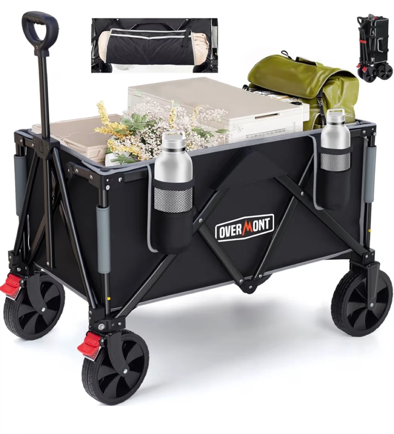 OVERMONT Black Folding Outdoor Wagon