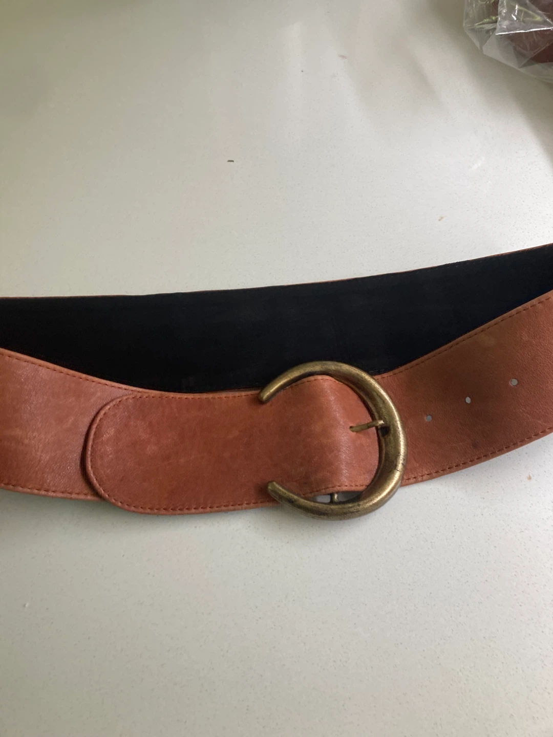 Wide Leather Belt with Buckle - photo 2