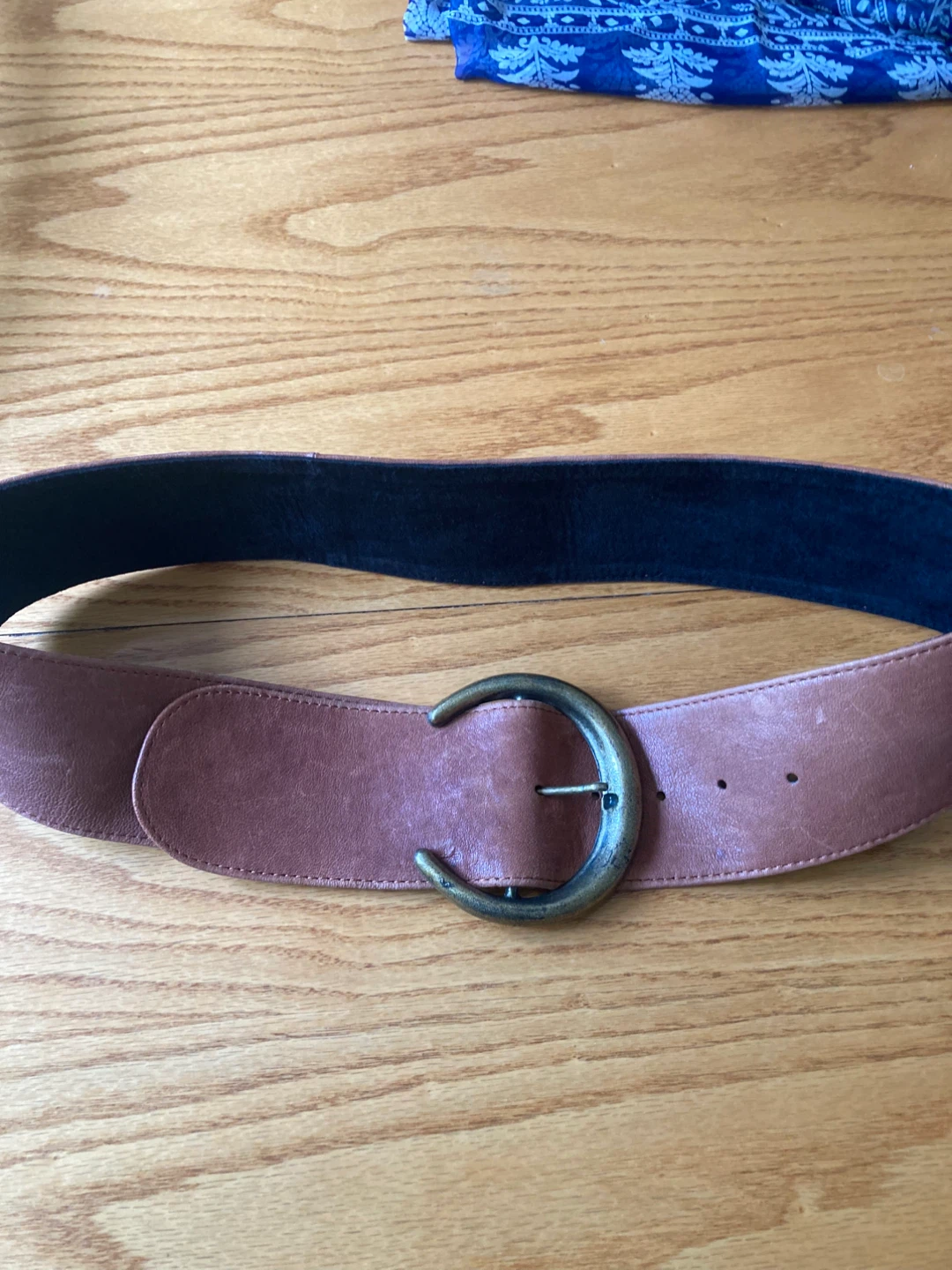 Wide Leather Belt with Buckle - photo 3