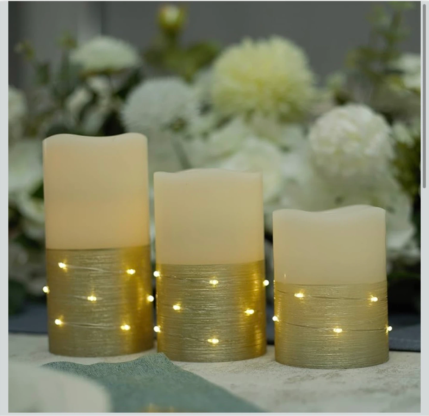 New Flickering Flameless Wax Candles Embedded String Lights - photo 5