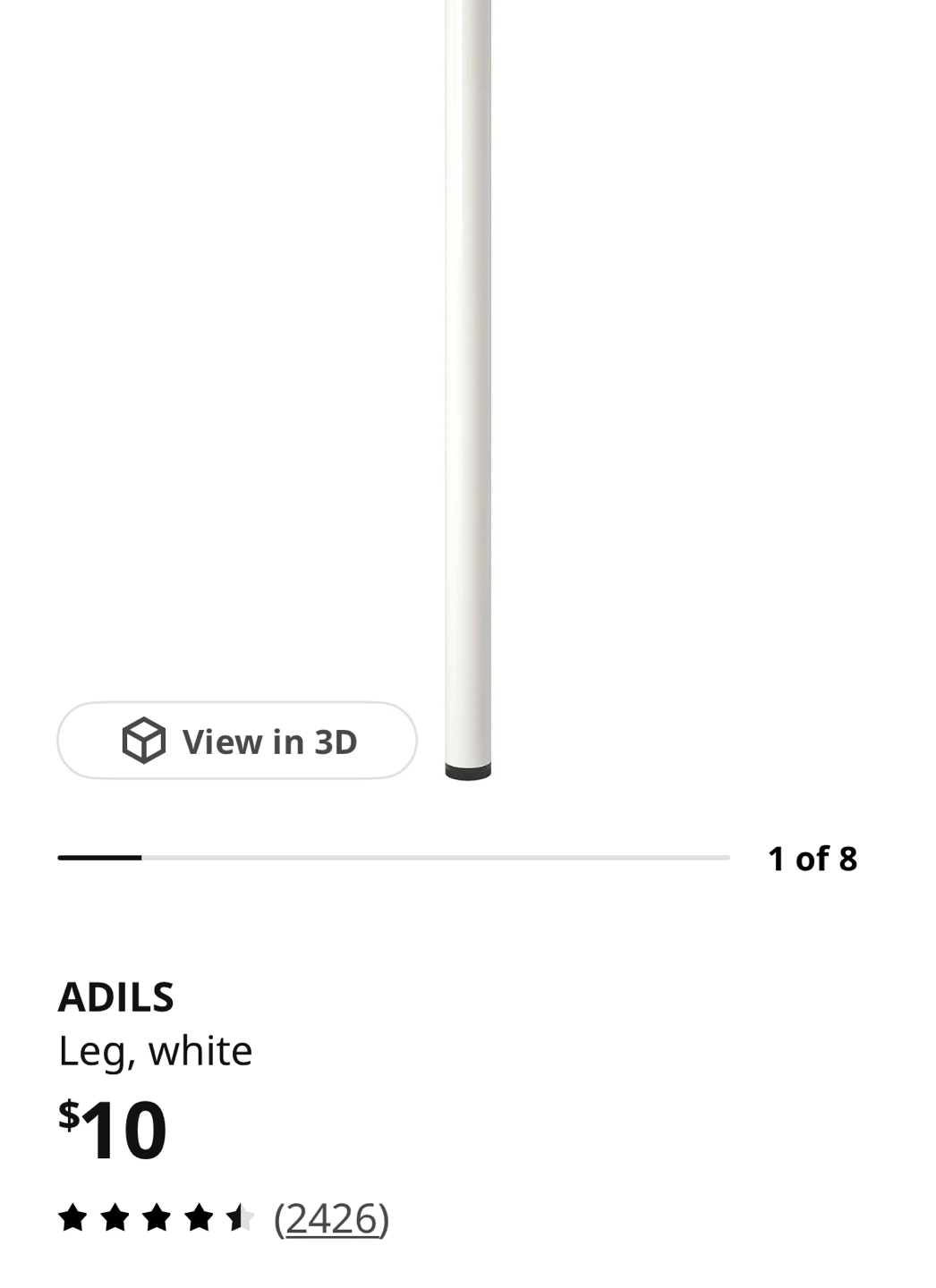 Dissembled***IKEA ADILS Legs and tabletop - White 120x60 cm