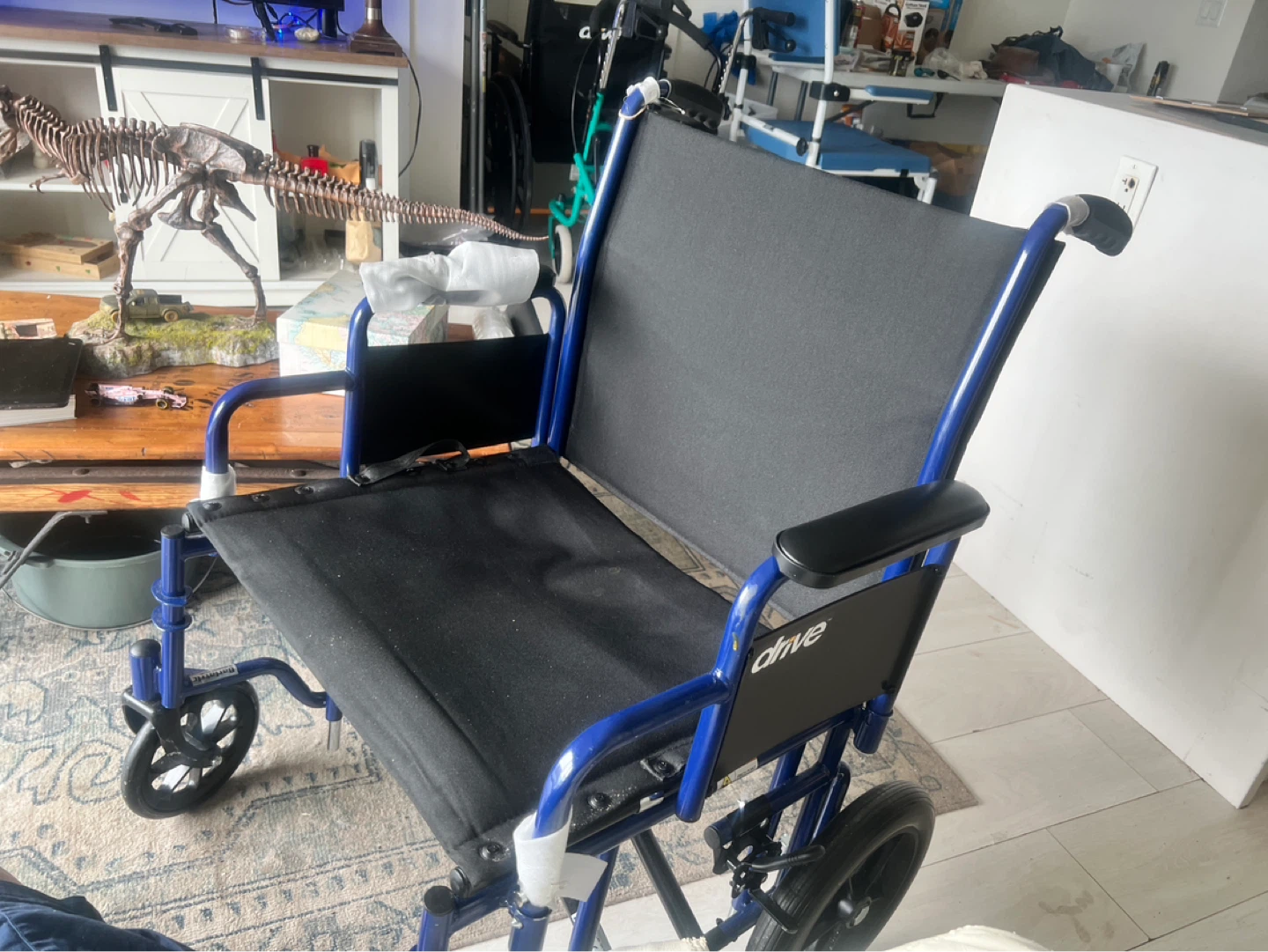 Drive Medical Lightweight Expedition Transport Wheelchair Blue