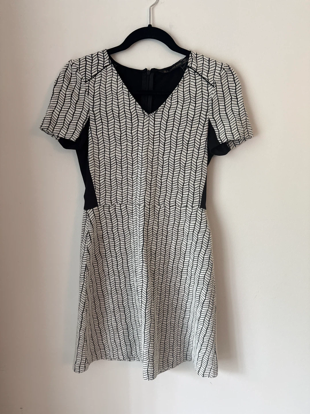 Zara Basic Black & White Patterned Dress