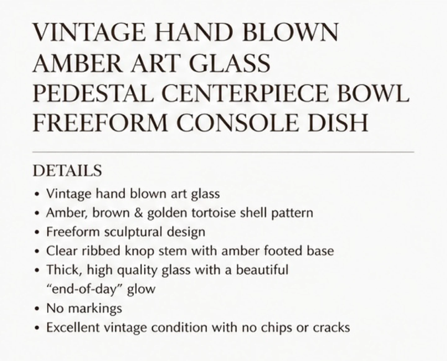 Art Glass Pedestal Bowl - Amber Swirl - photo 4