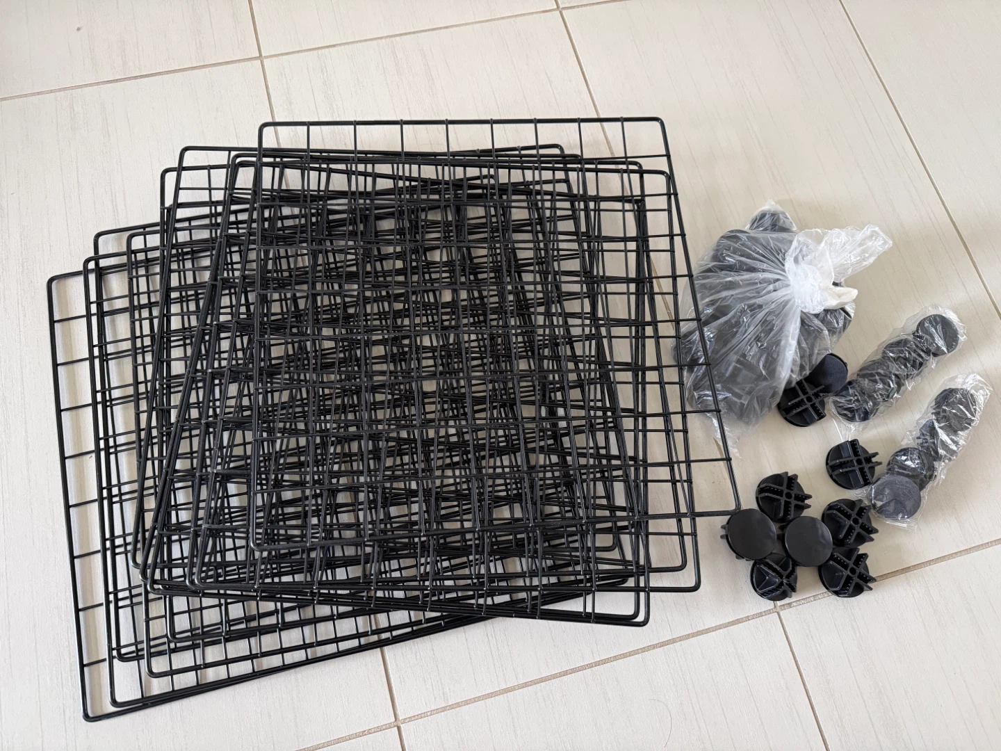 Black Wire Grid Storage Shelves and Connectors - photo 3