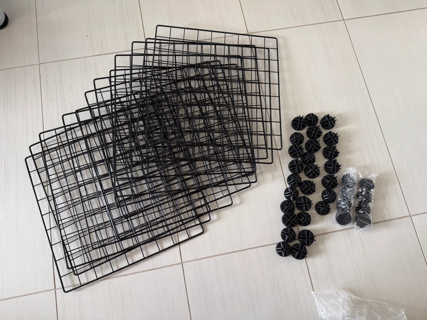 Black Wire Grid Storage Shelves and Connectors - photo 4
