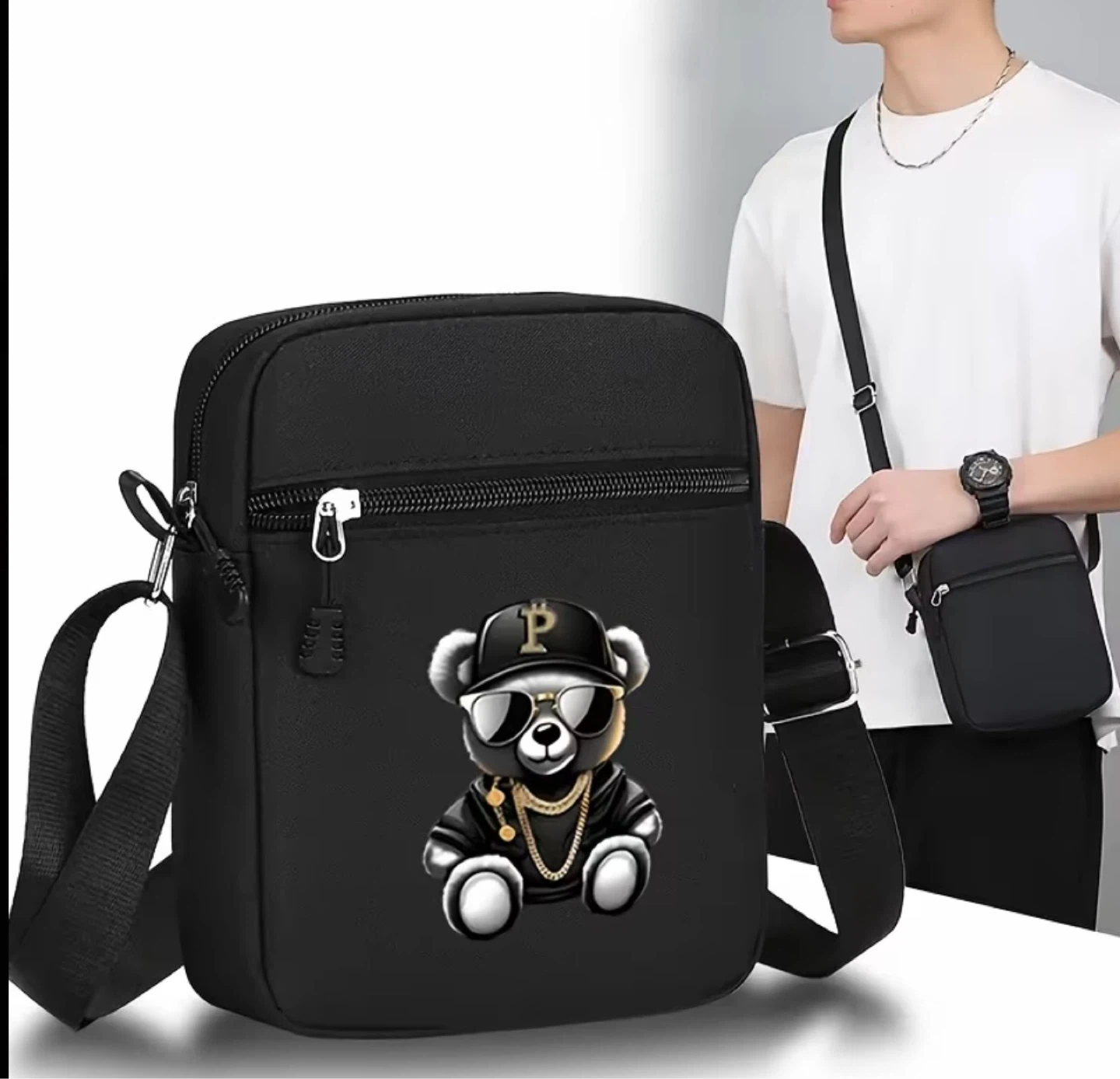 Black crossbody bag set with cap - photo 2