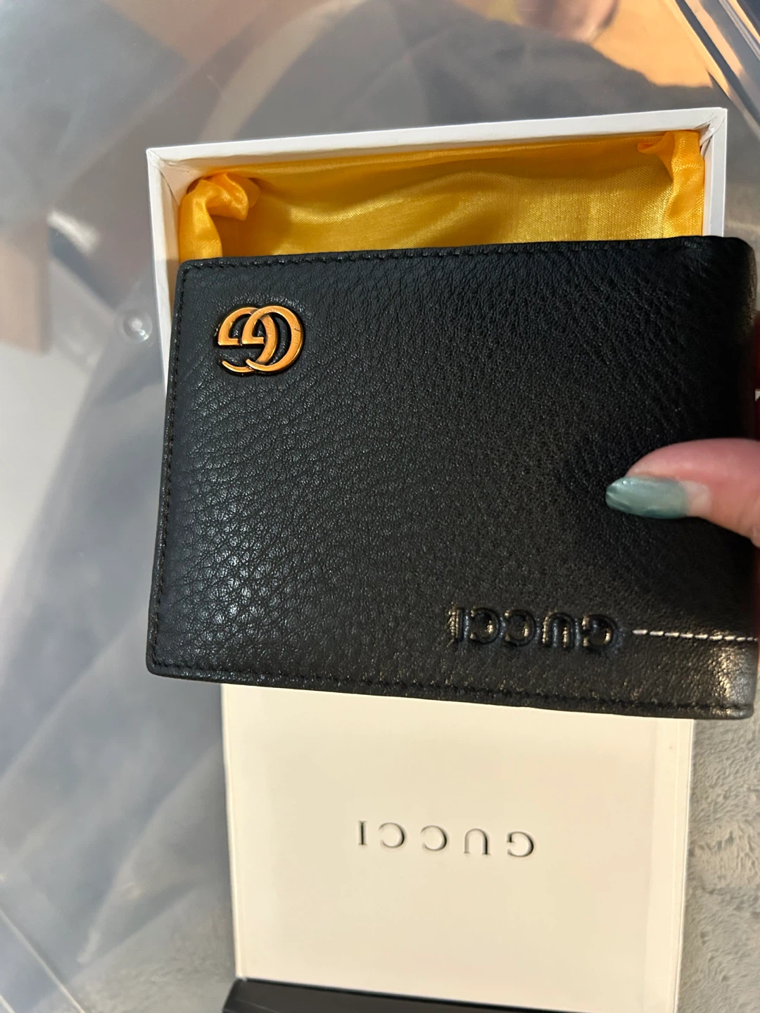 Gucci Black Leather Bi-Fold Wallet with GG Logo
