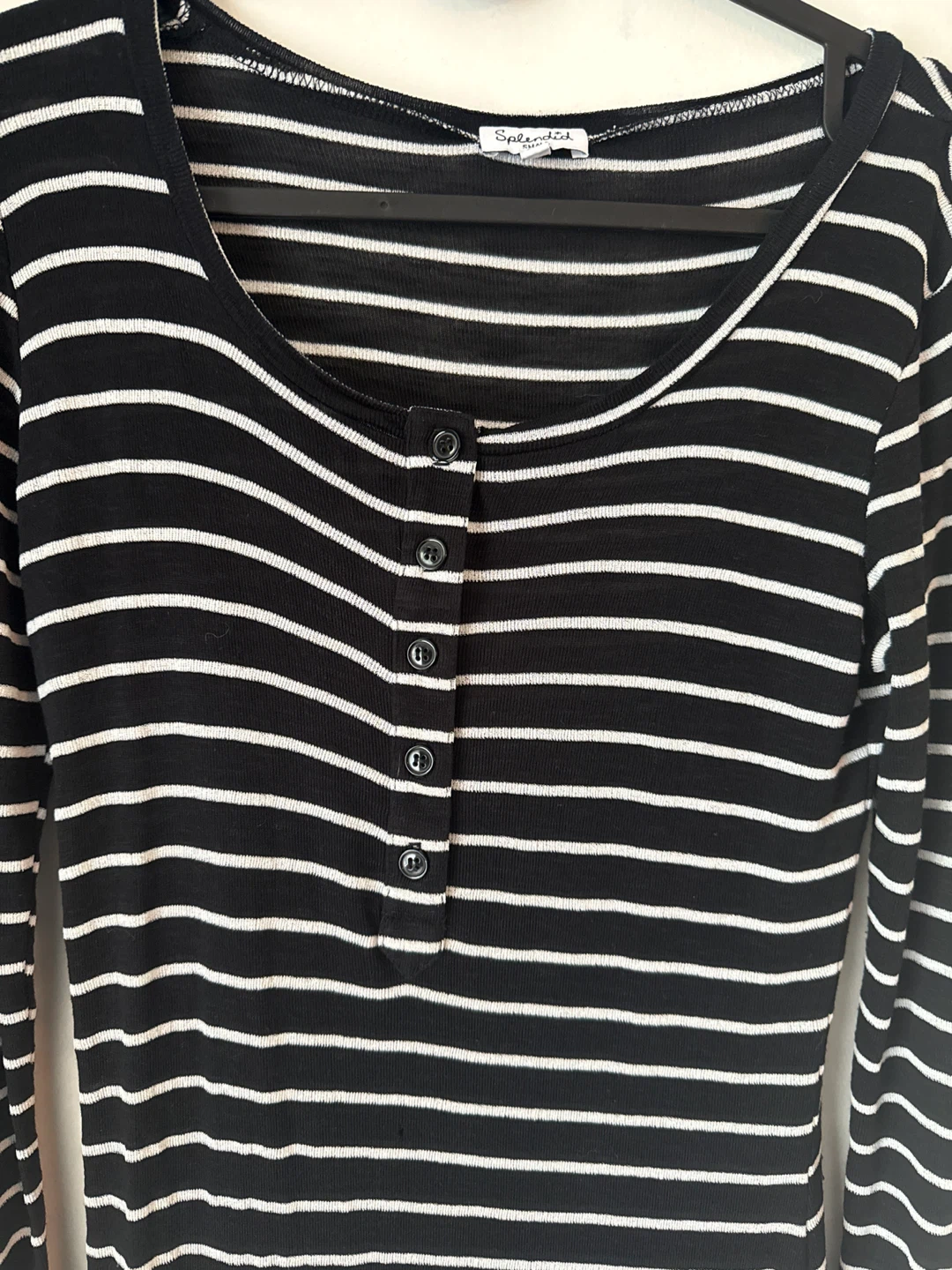Splendid Black & White Striped Henley Dress - Small - photo 2