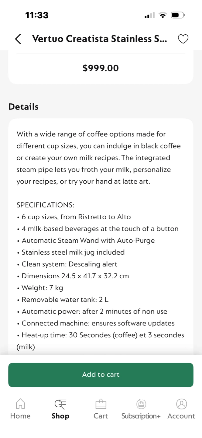 Nespresso Breville Vertuo Creatista Brushed Stainless Steel - photo 2