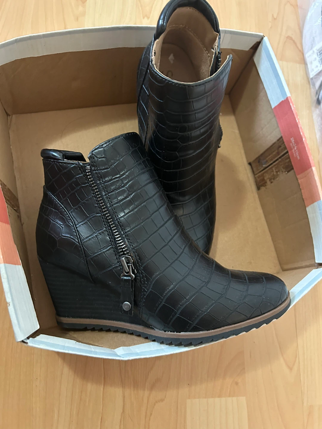 Soul Naturalizer Women's Black Croc Wedge Ankle Boots