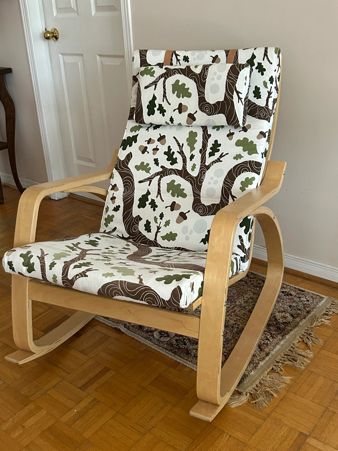 IKEA POÄNG Rocking Chair with Woodland Print Cushions