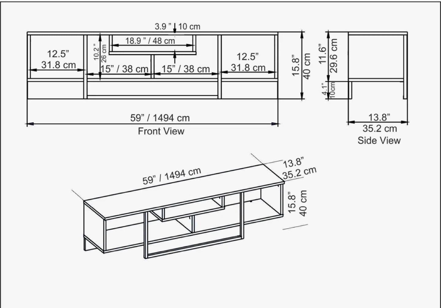 Modern Wood TV Stand with Black Metal Frame - photo 3