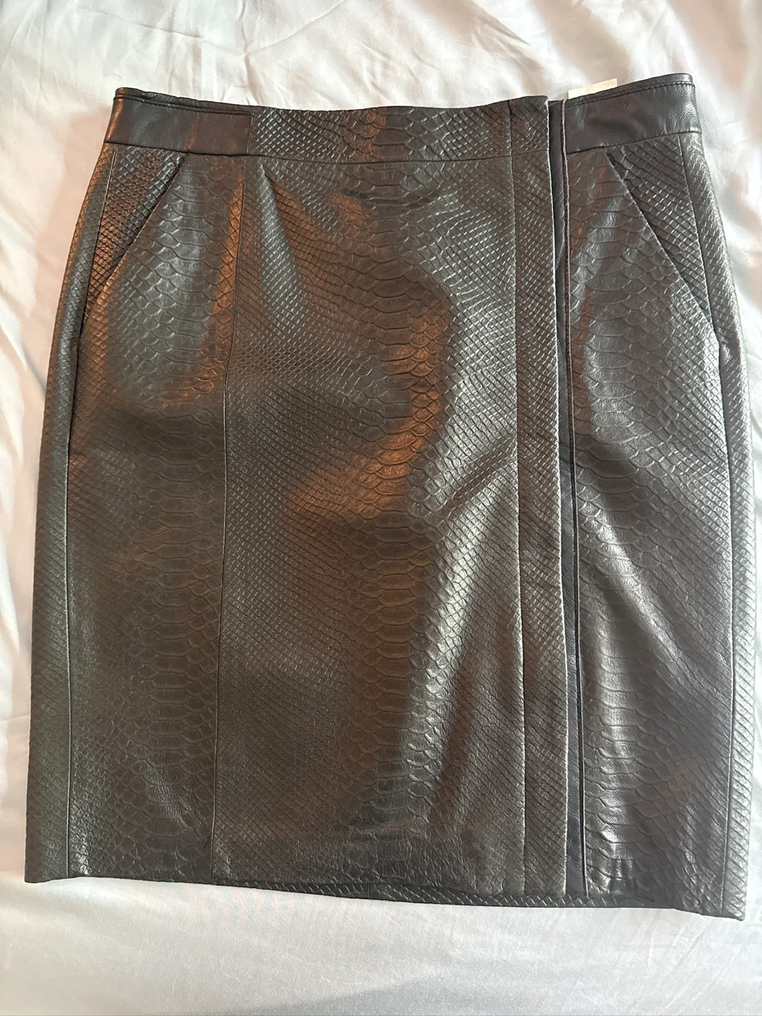 Vince Snake Embossed Leather Skirt Size 6