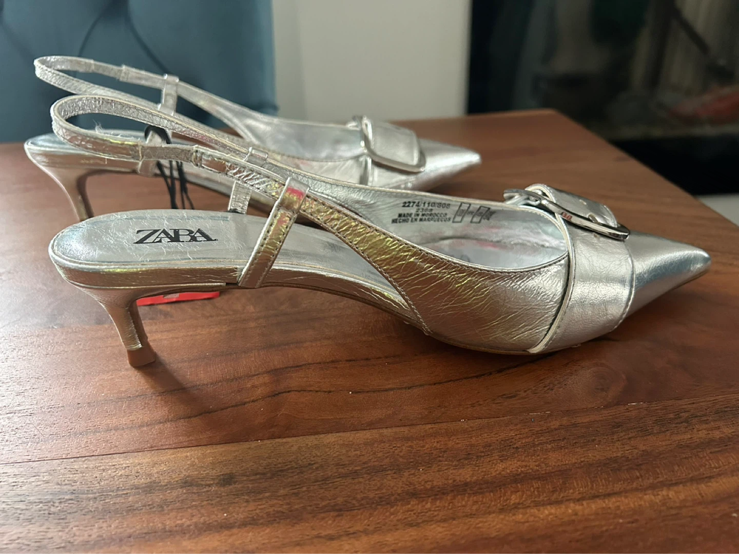 ZARA Silver Slingback Heels - photo 4