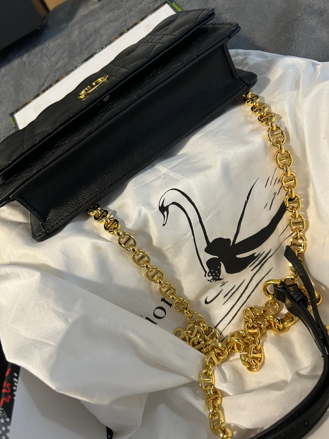 Dior Black Quilted Leather Wallet on Chain with Gold Hardware - photo 2