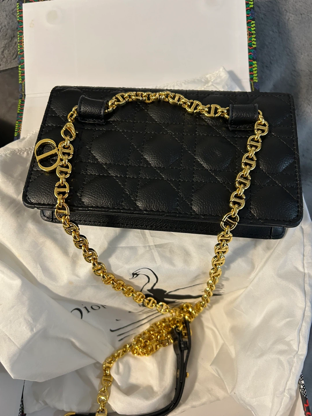Dior Black Quilted Leather Wallet on Chain with Gold Hardware - photo 3