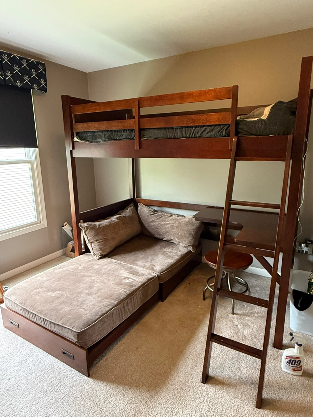 Wood Loft Bed with Desk and Chaise Lounge - photo 4
