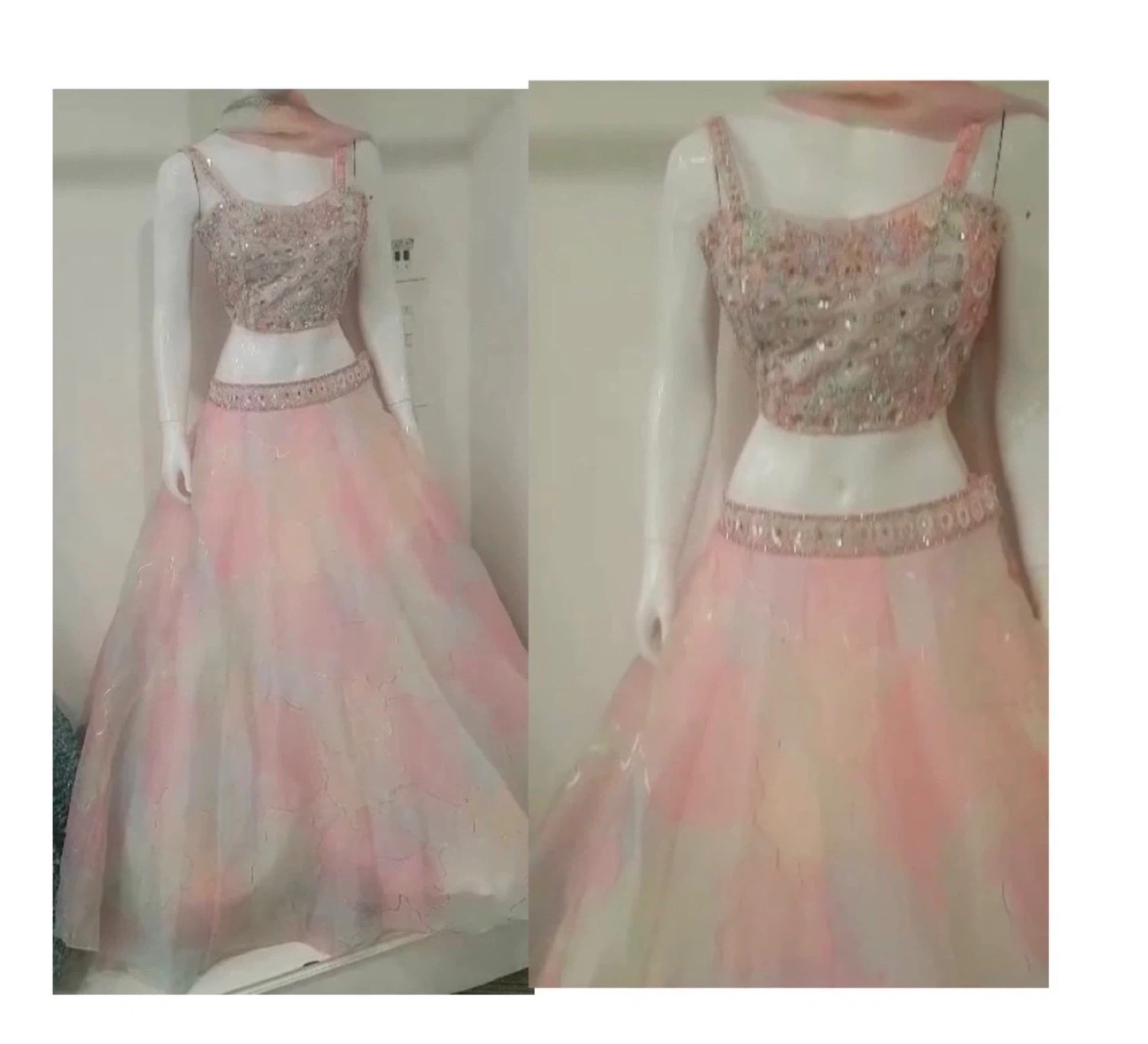 Embellished Crop Top and Skirt Set