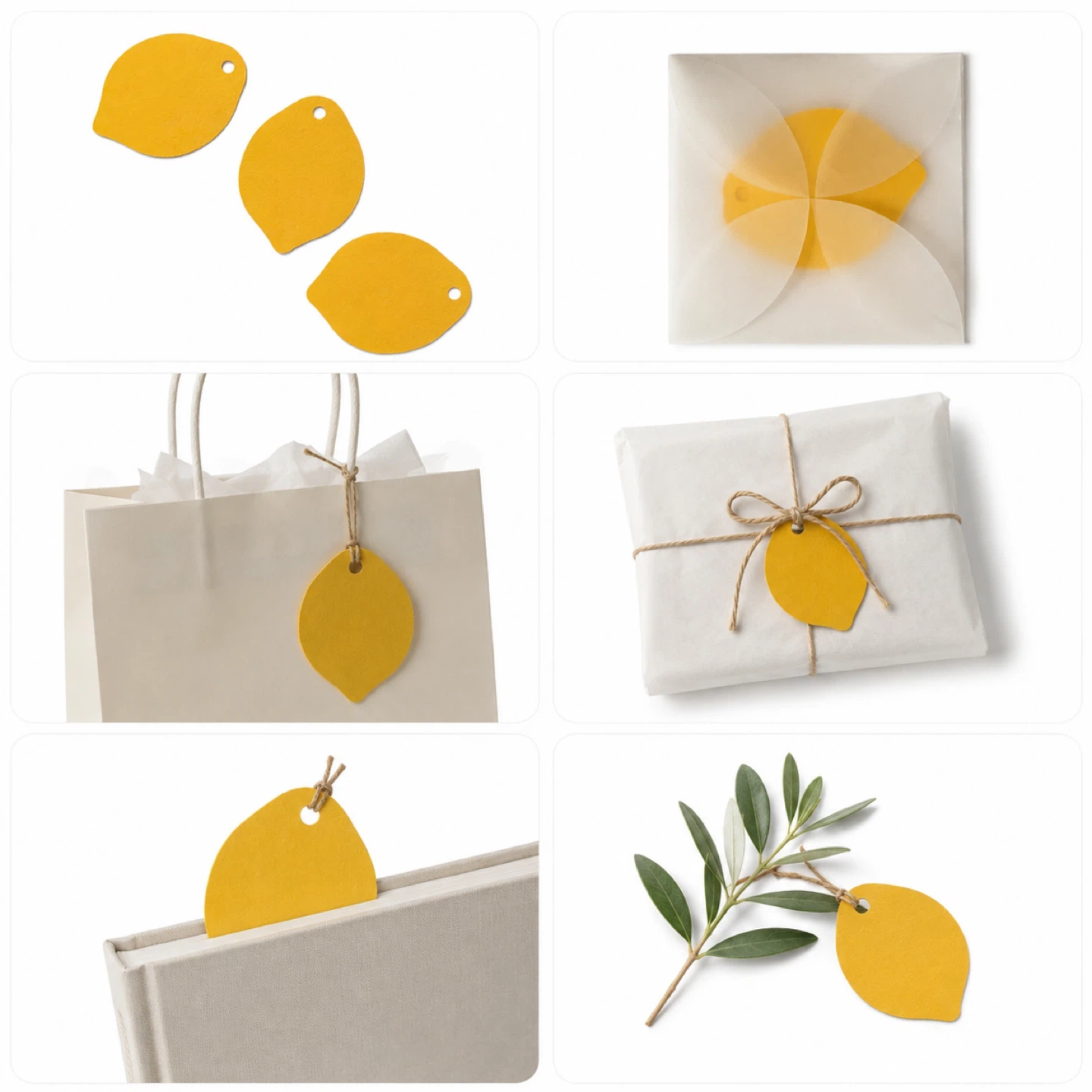 NEW🍋Yellow Lemon Shaped Gift Tags (Set of 12)