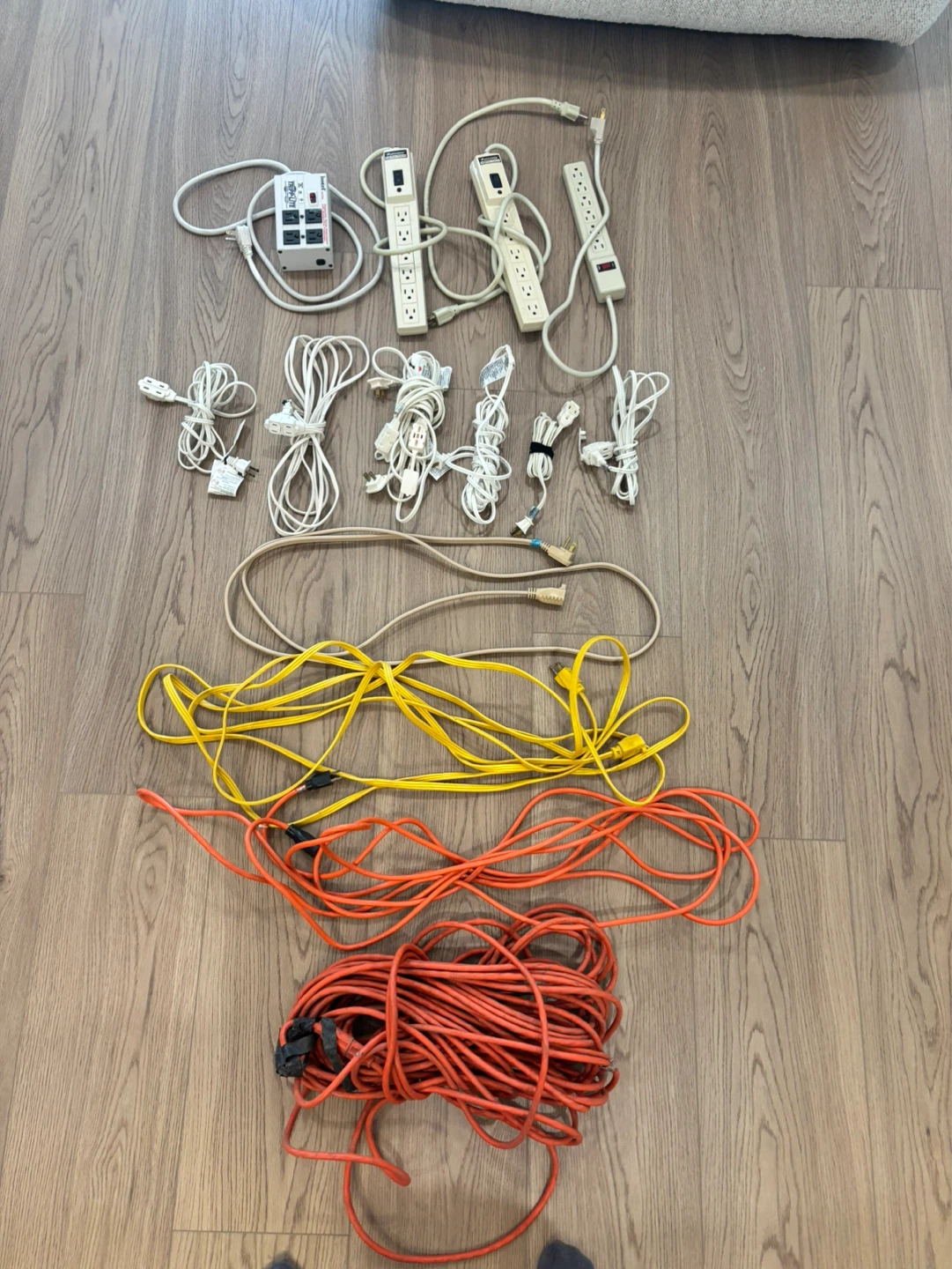 Assorted Power Cords and Surge Protectors