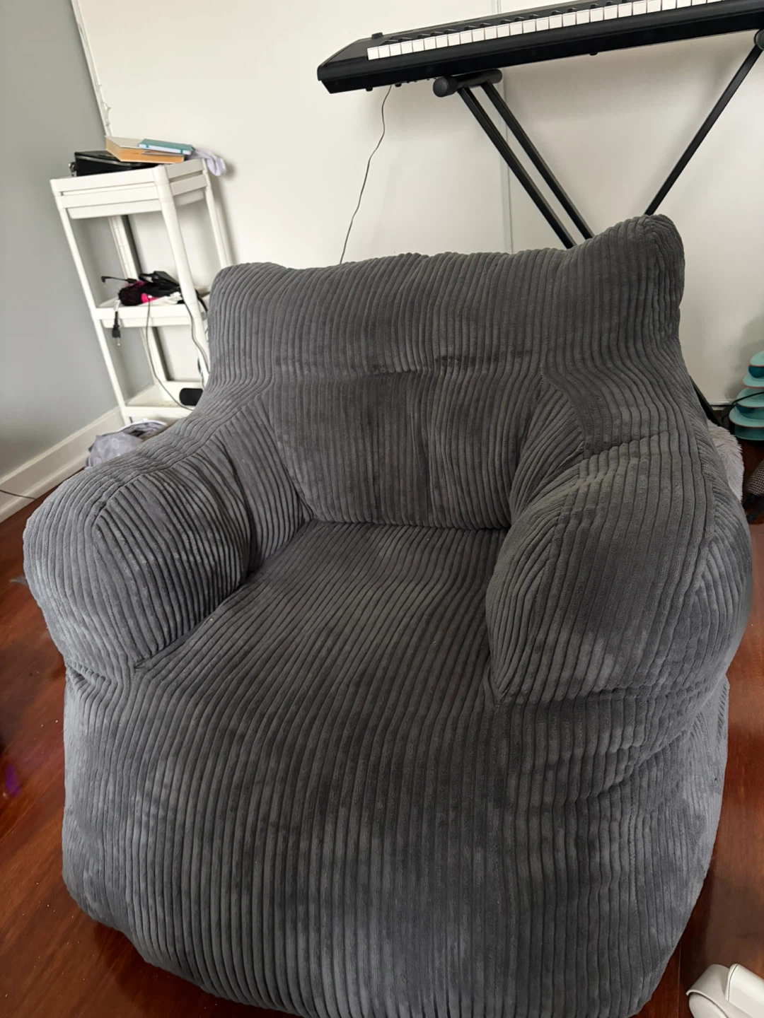Grey Corduroy Bean Bag Chair - photo 2