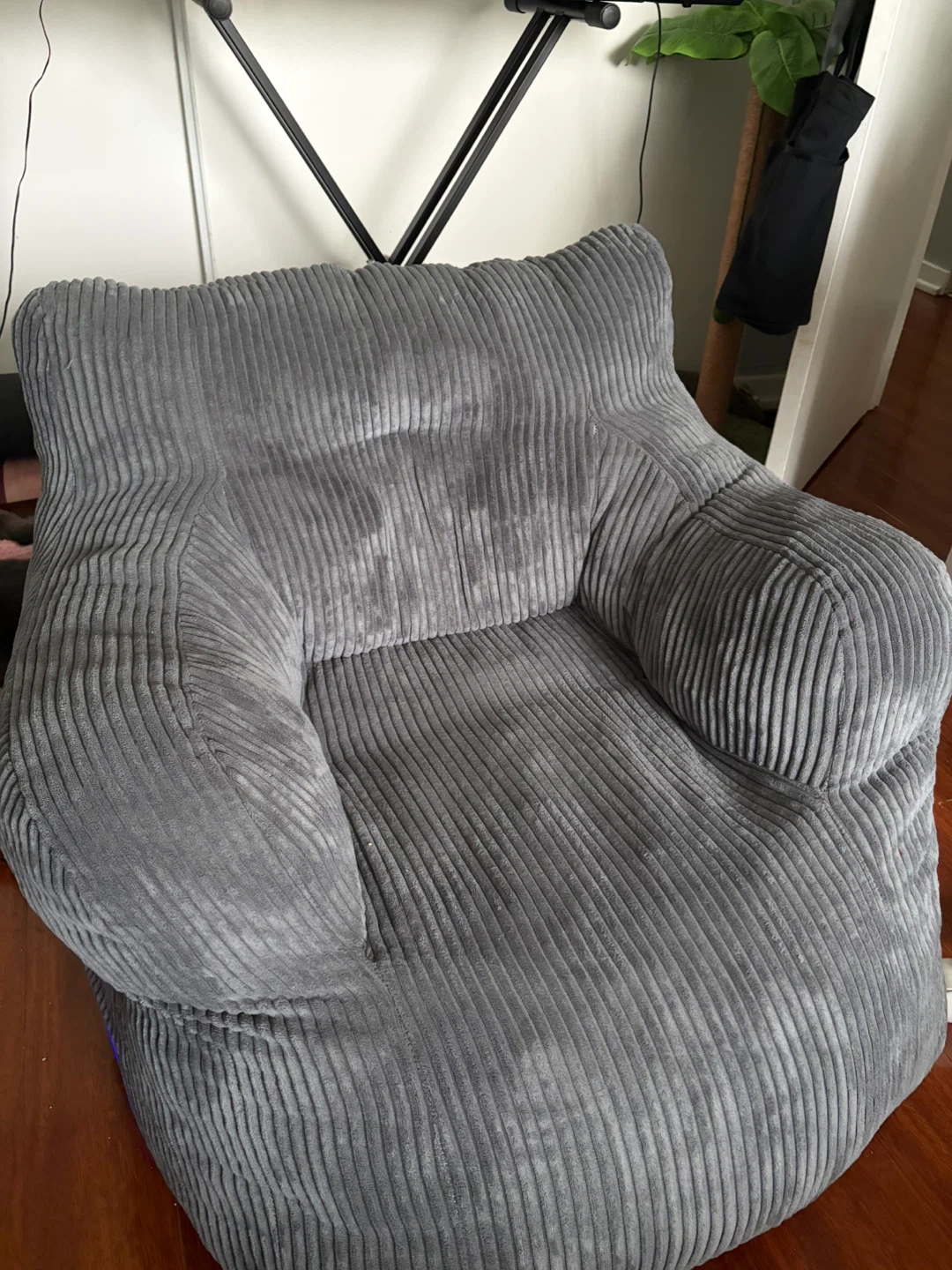 Grey Corduroy Bean Bag Chair