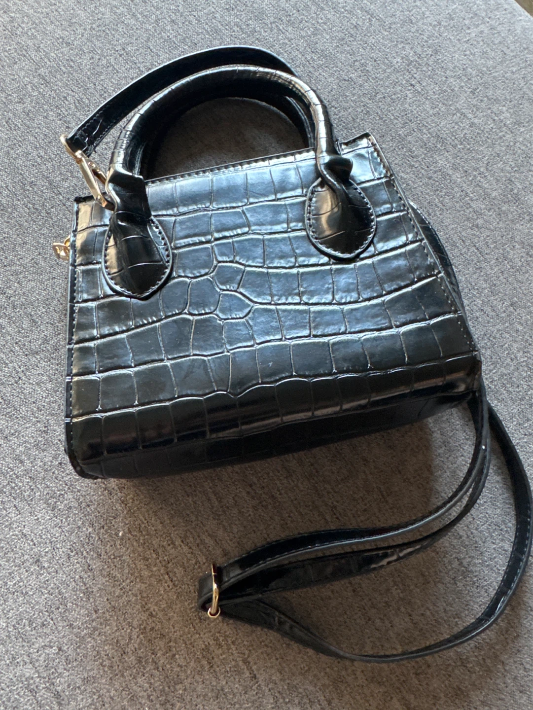Black Crocodile Embossed Mini Handbag - photo 2
