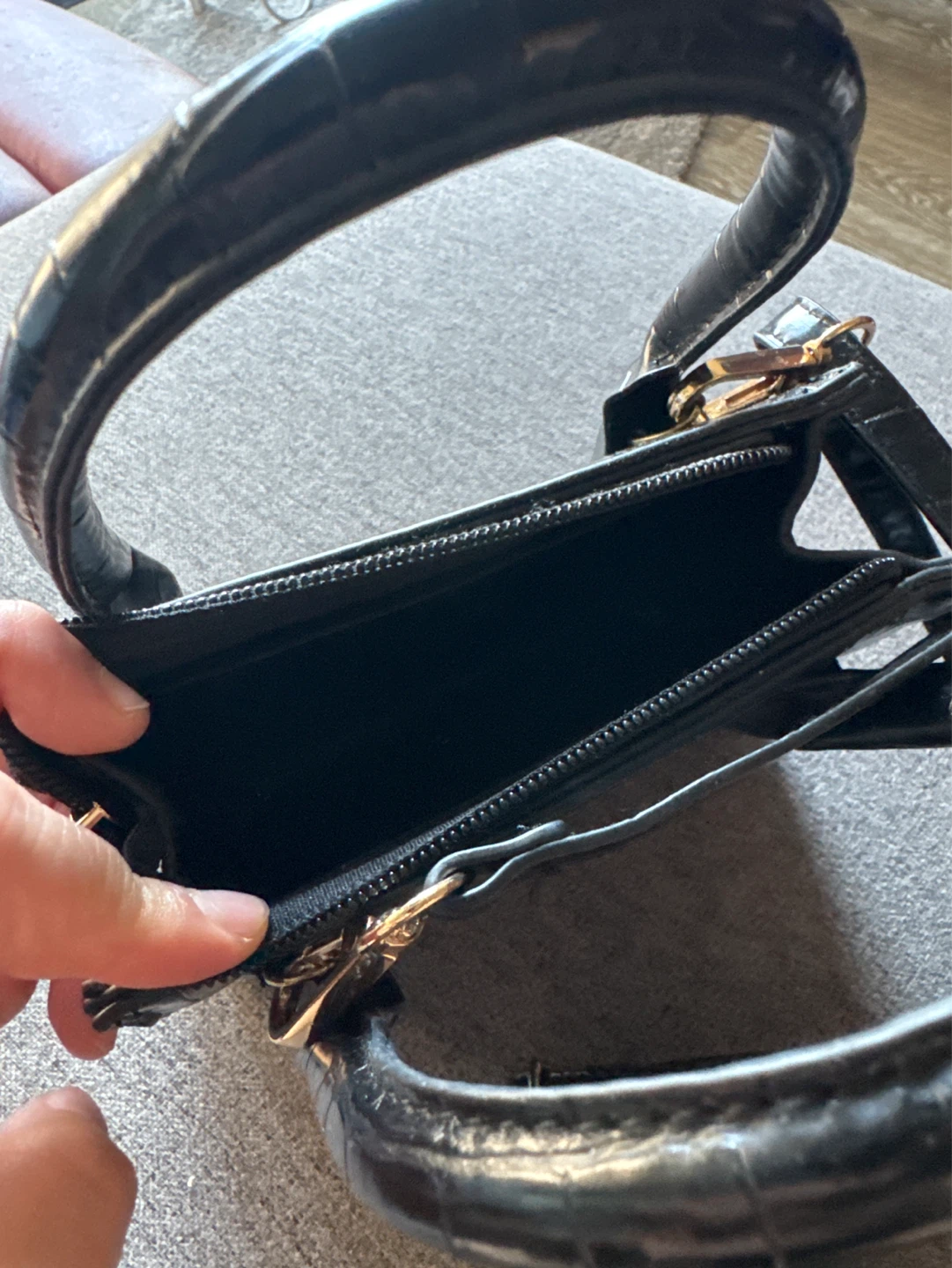 Black Crocodile Embossed Mini Handbag - photo 3