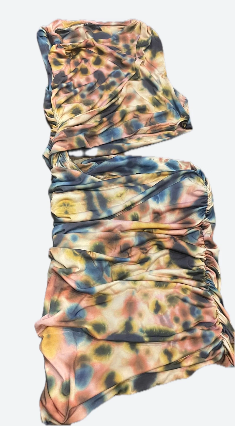 Zara Tie-Dye Ruched Cut-Out Dress - XL