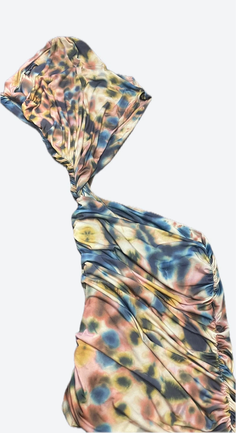 Zara Tie-Dye Ruched Cut-Out Dress - XL - photo 3