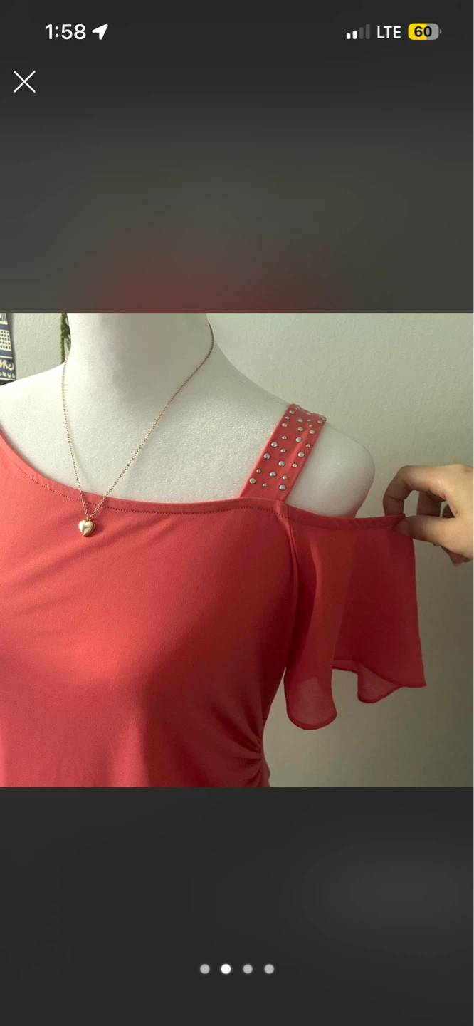 Cleo Coral One-Shoulder Top - Size S - photo 2