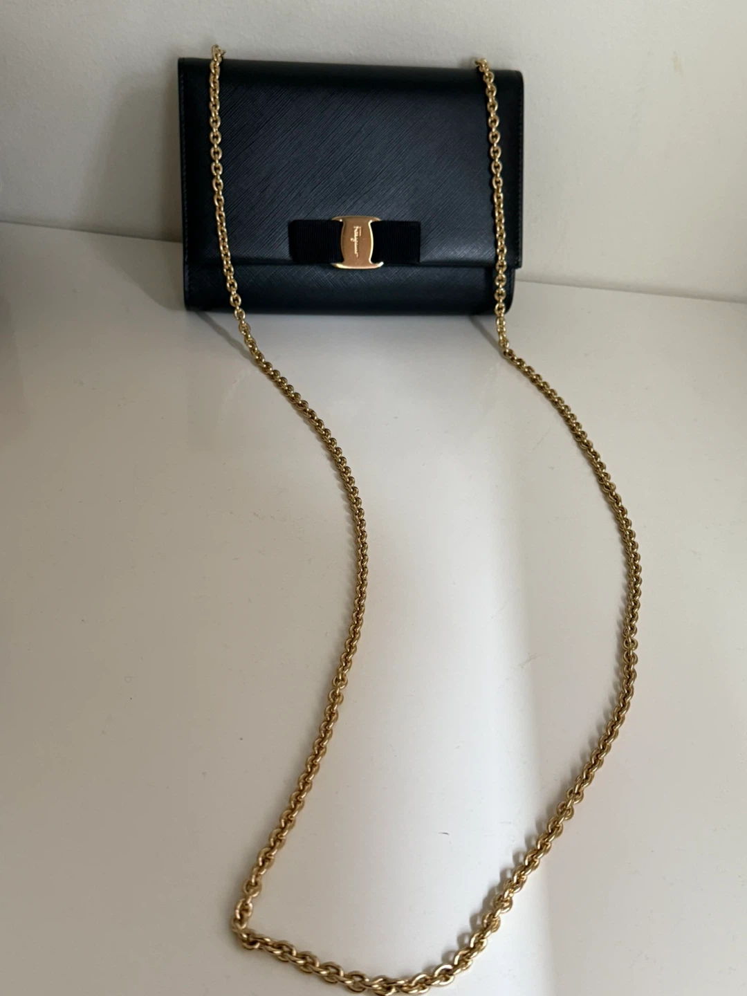 Salvatore Ferragamo Black Gancini Wallet on Chain - photo 2