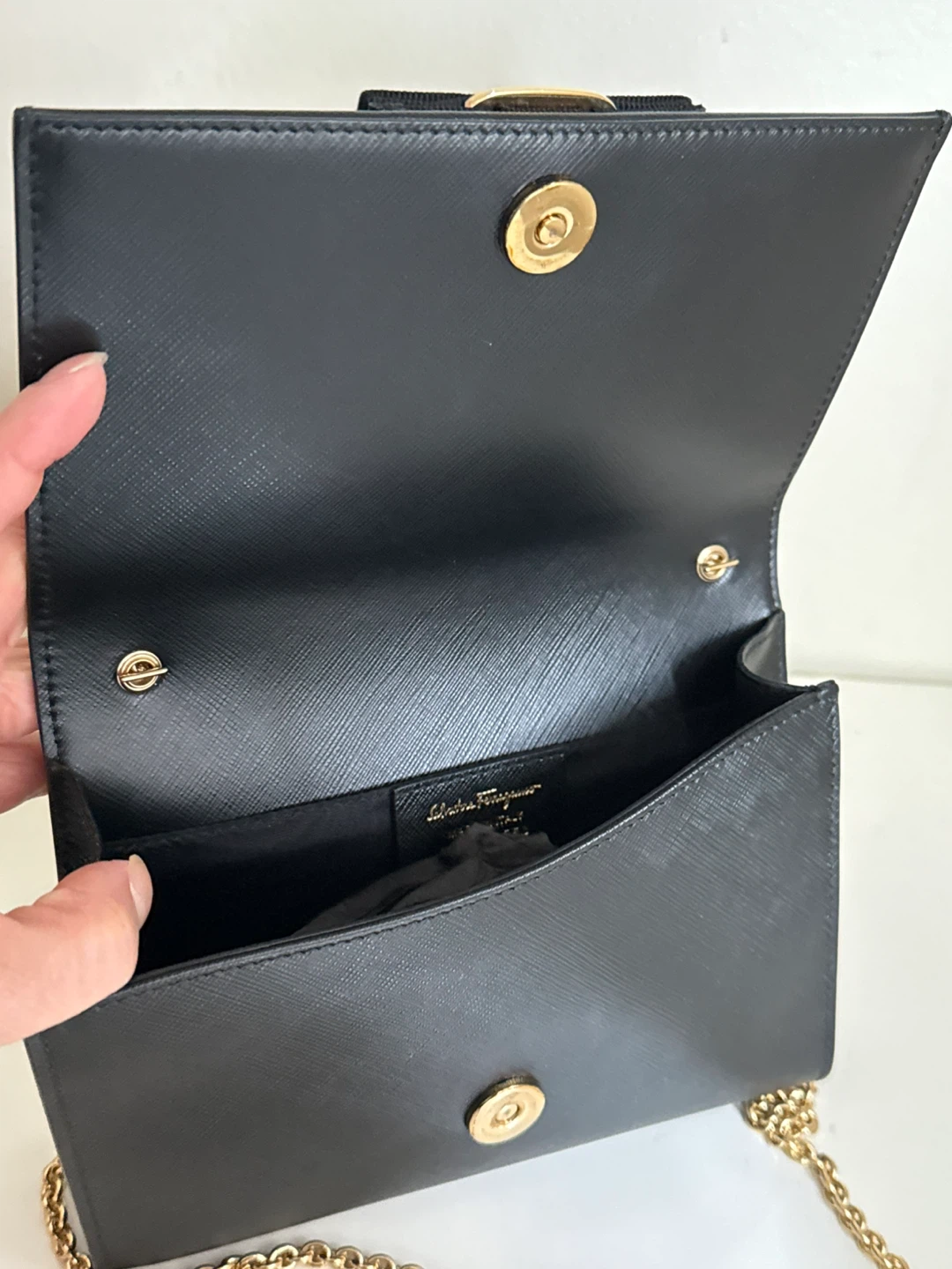 Salvatore Ferragamo Black Gancini Wallet on Chain - photo 3