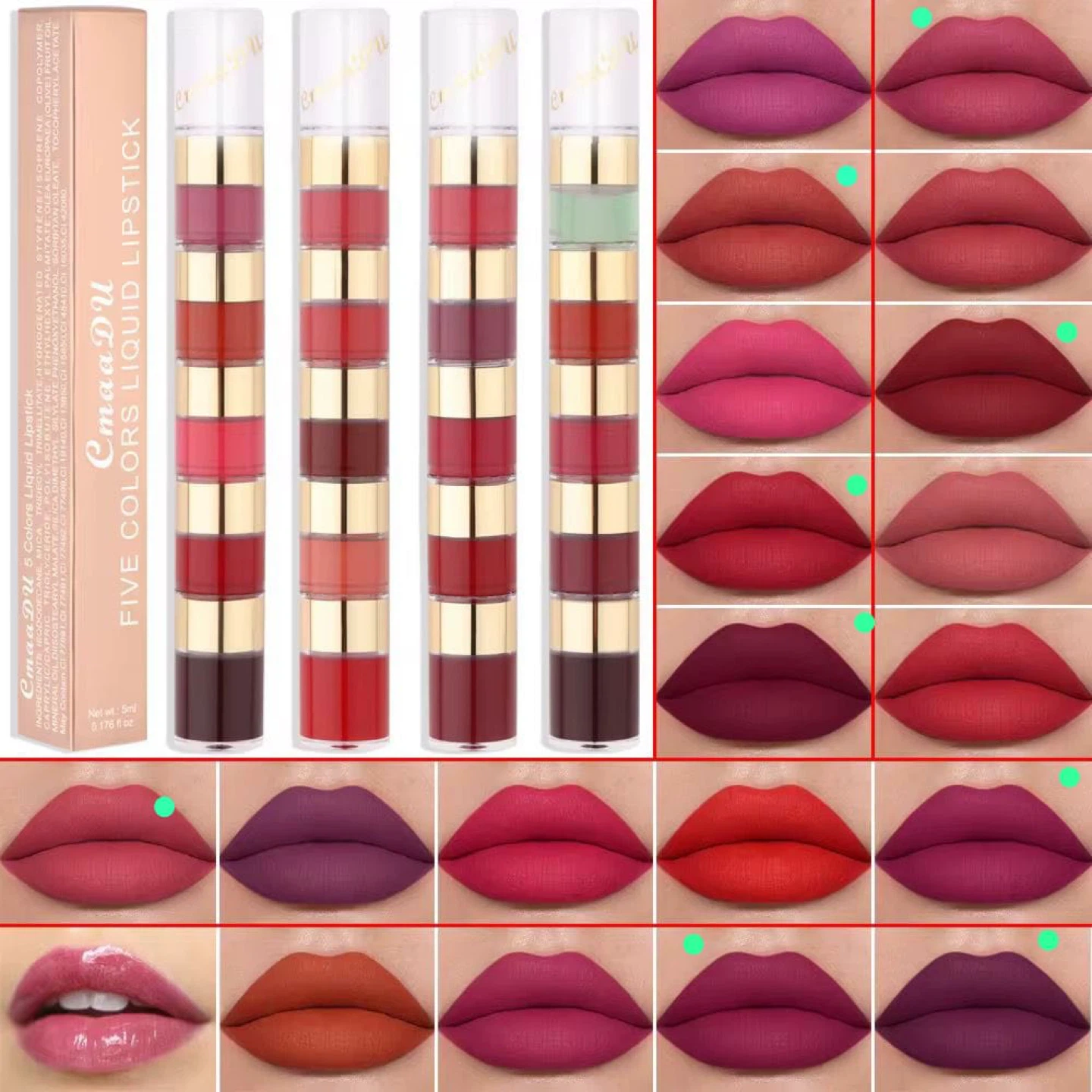 CmaaDU 5 Colors Liquid Lipstick Set