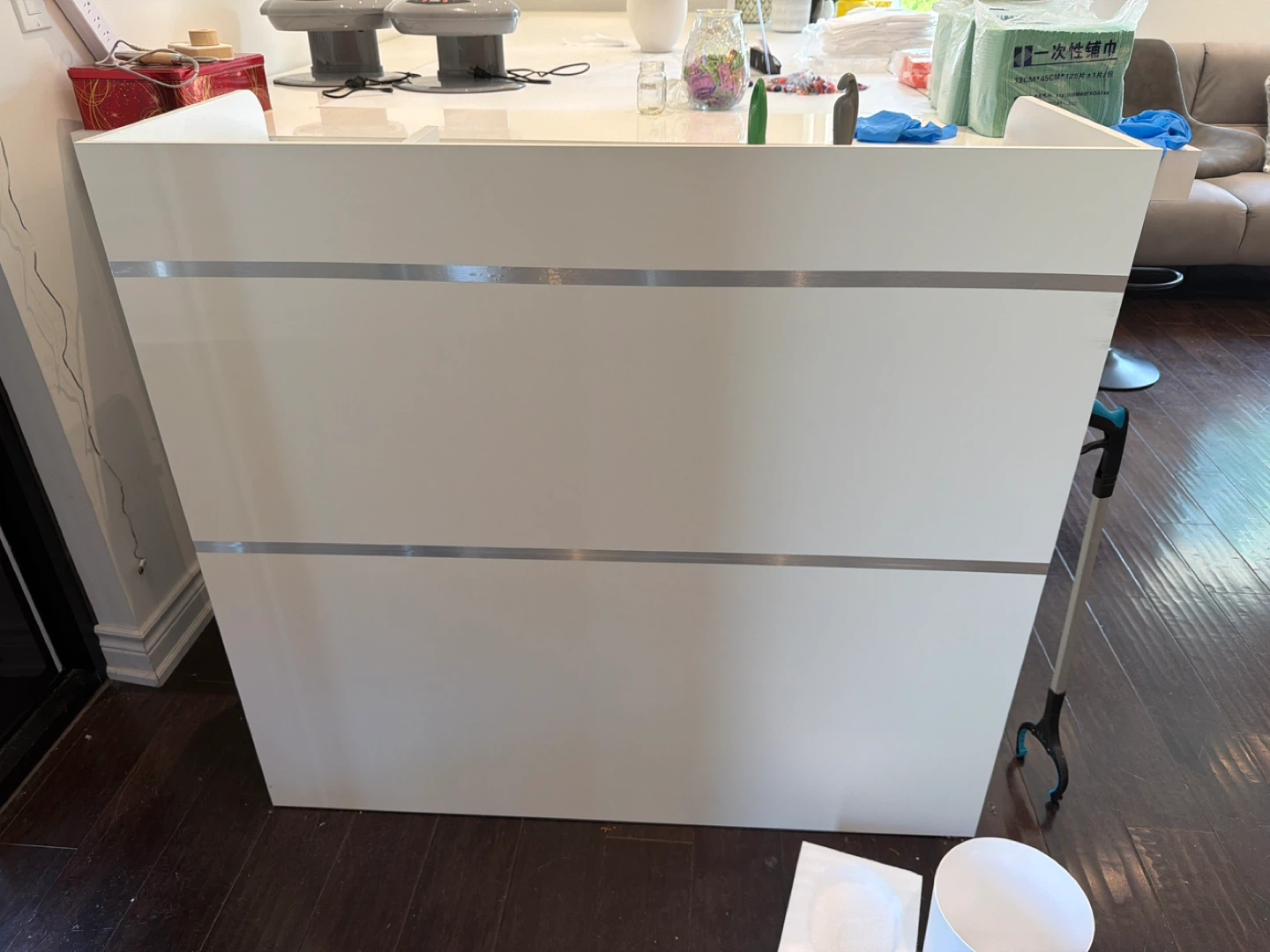 White reception desk