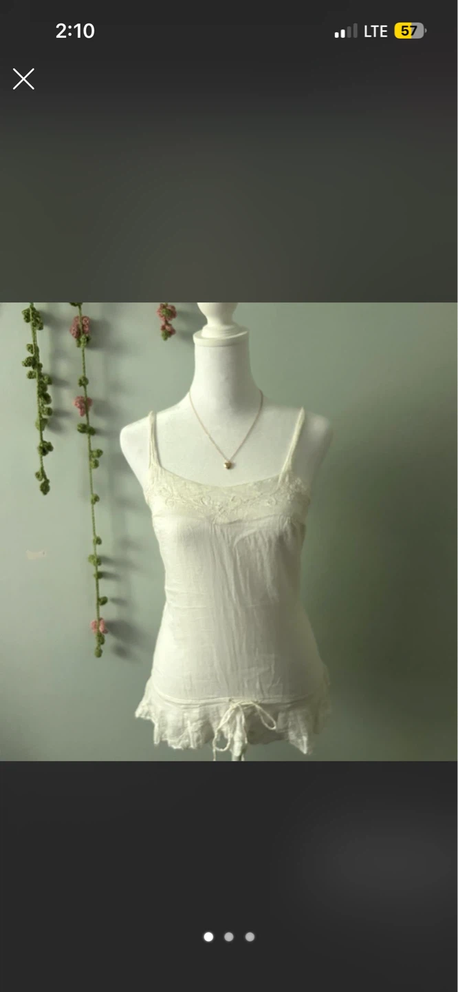 White Lace Trim Cami Tank Top