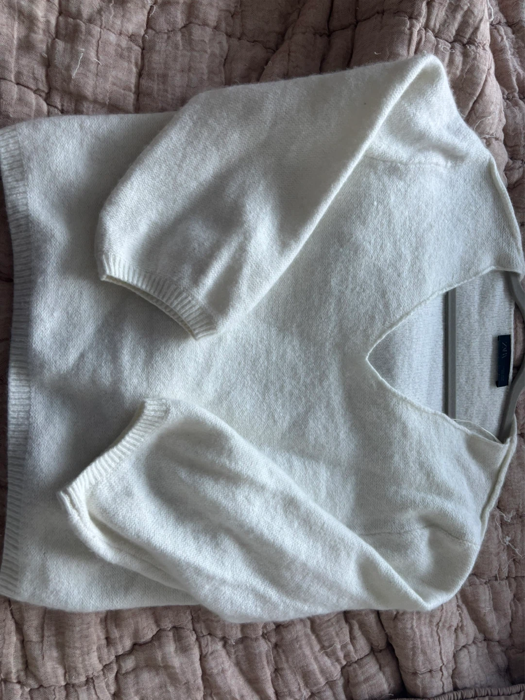 White V-neck Sweater