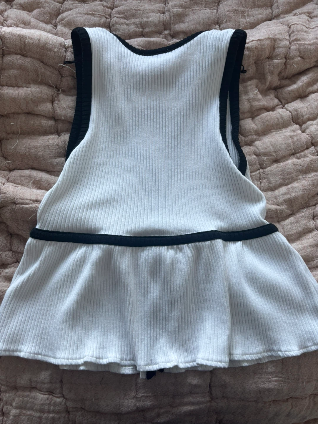 White & Black Ribbed Peplum Top - photo 2
