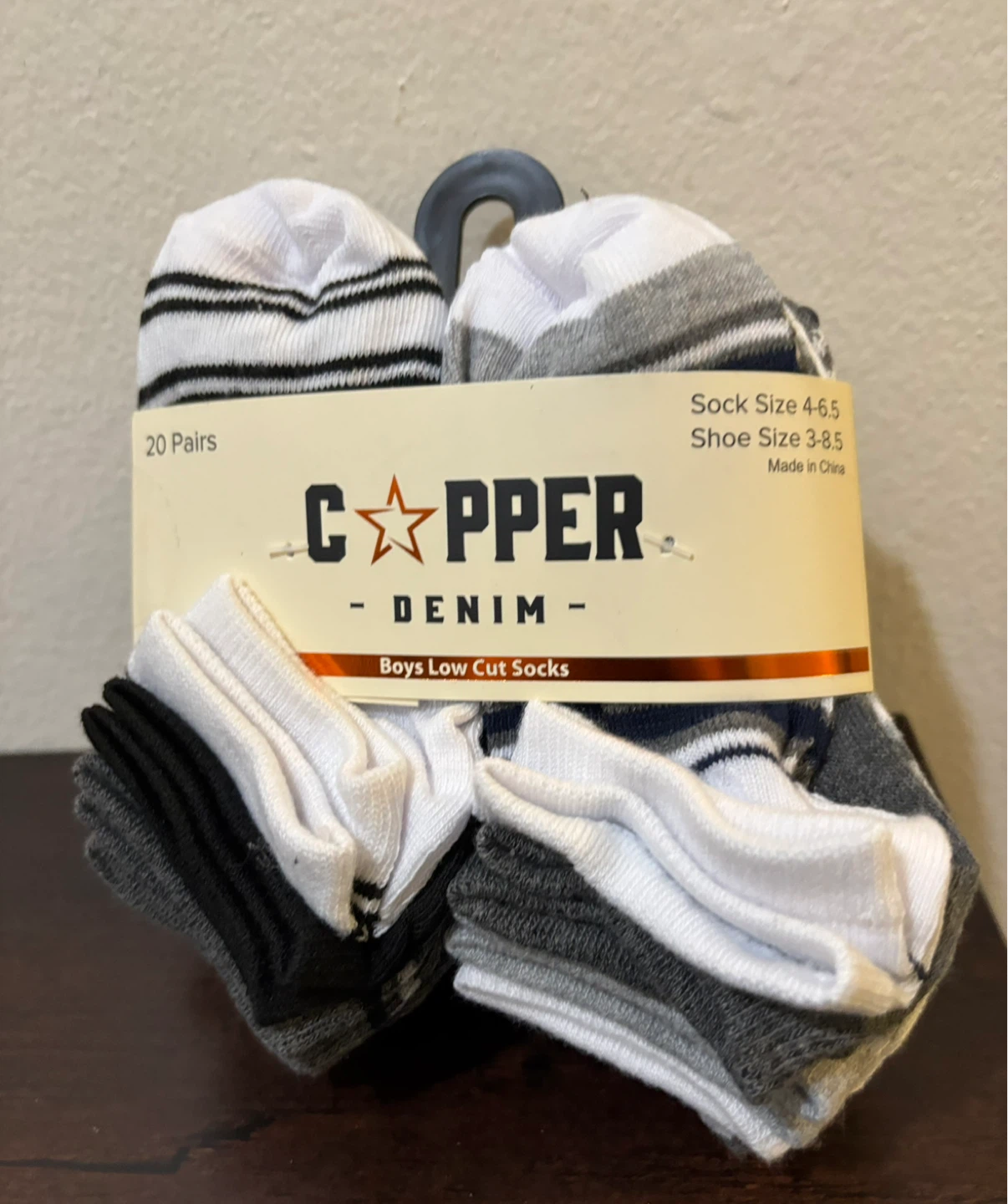 NEW-Copper Denim Boys Low Cut Socks - 20 Pairs - Sock Size 4-6.5