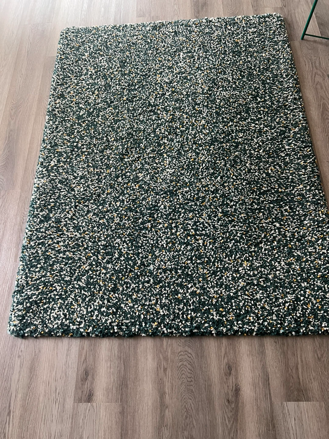 Shaggy Area Rug - Dark Green with Flecks