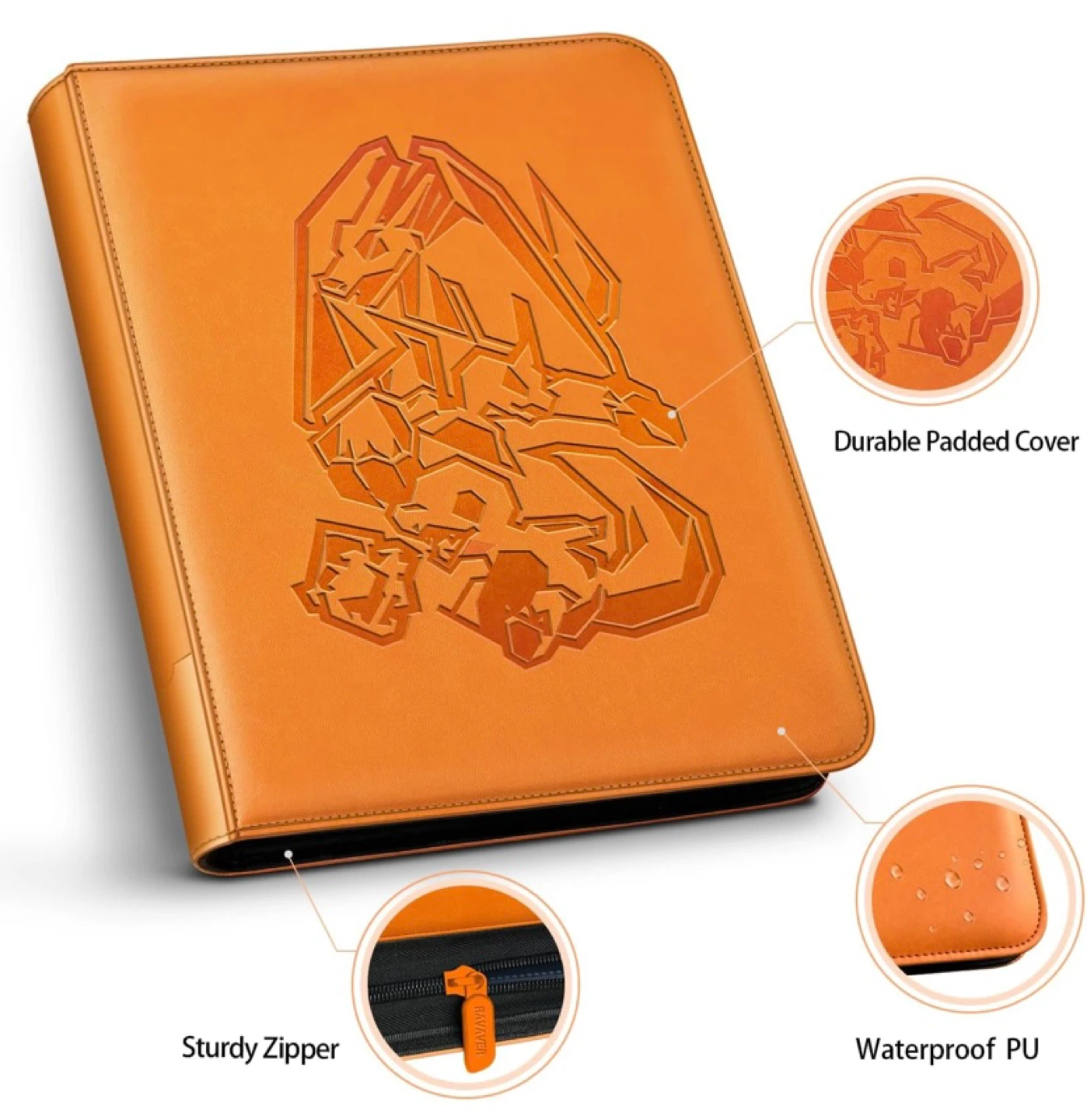New Ravaver 9 Pocket Pokemon Card Binder Orange - photo 3