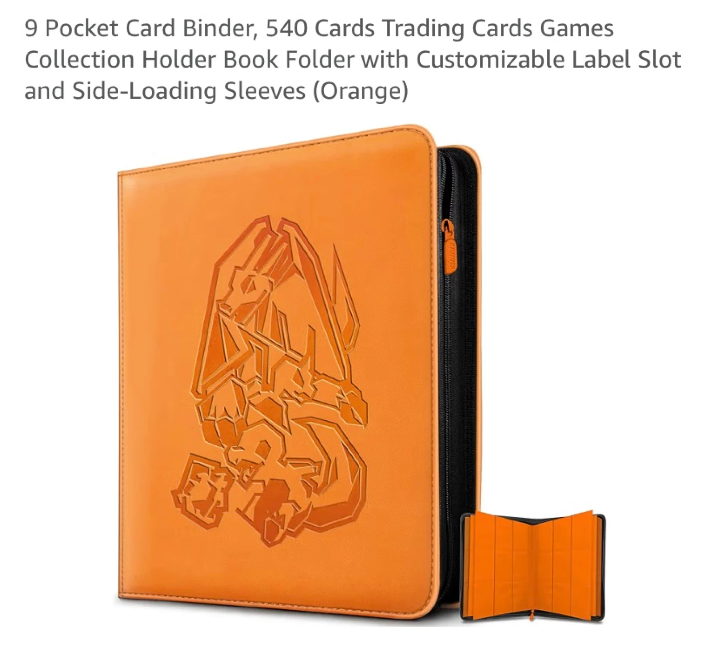New Ravaver 9 Pocket Pokemon Card Binder Orange