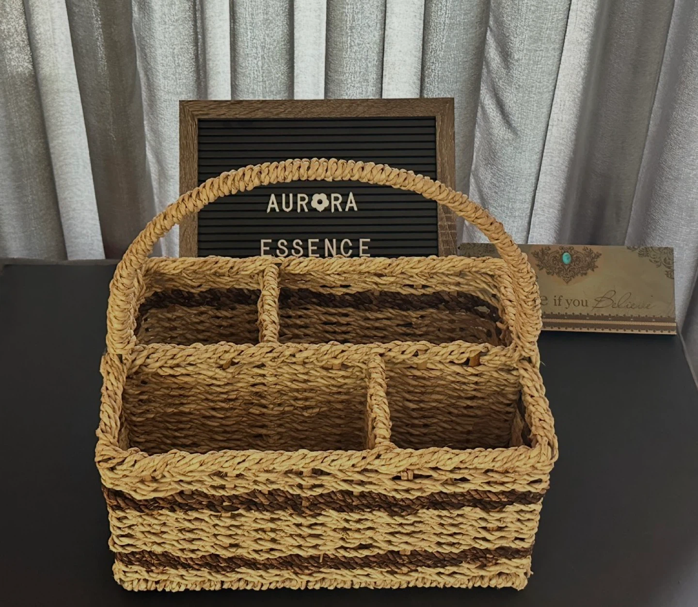 Woven Divided Caddy with Handle