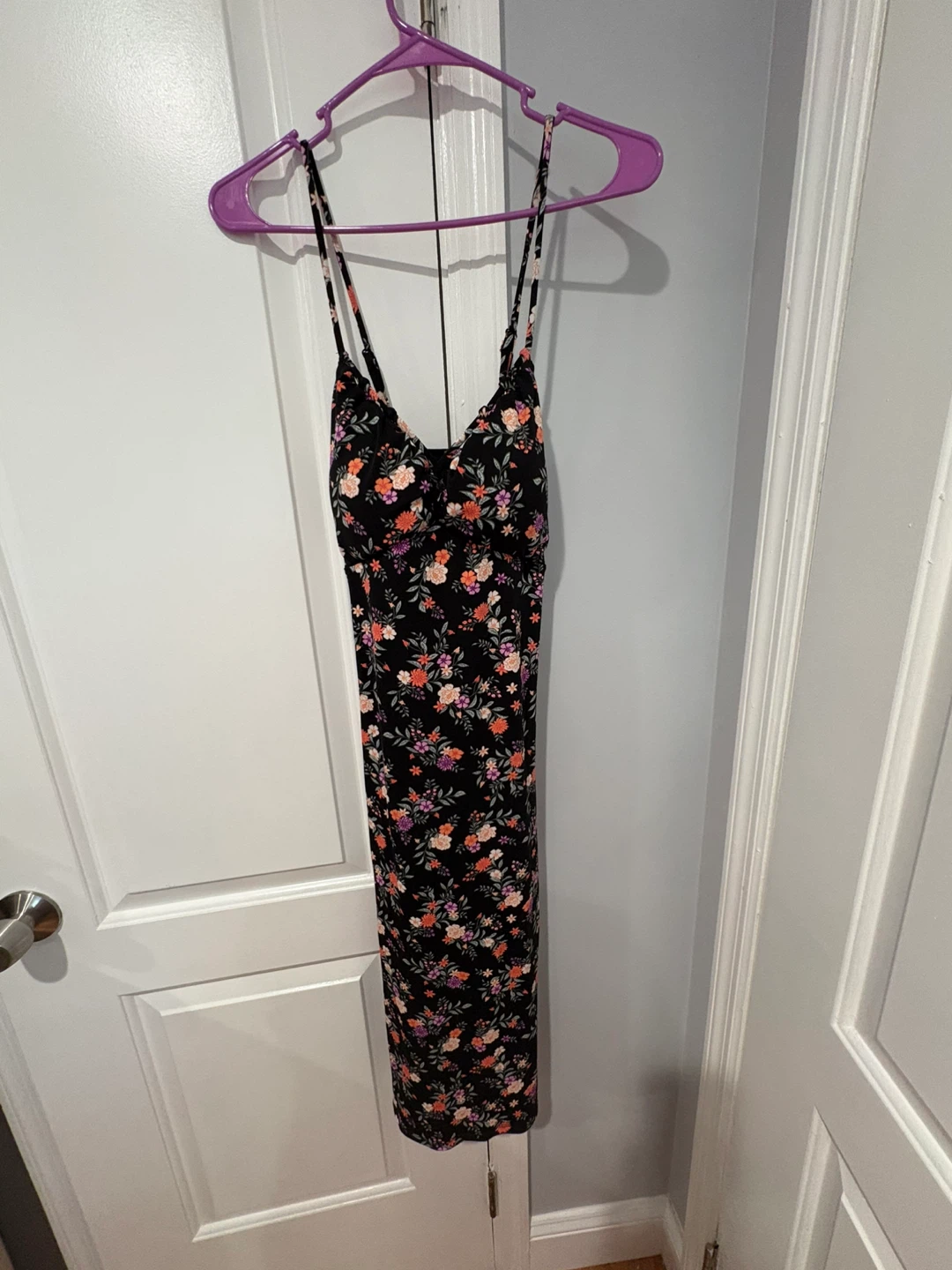 Black Floral Maxi Dress with Strappy Back